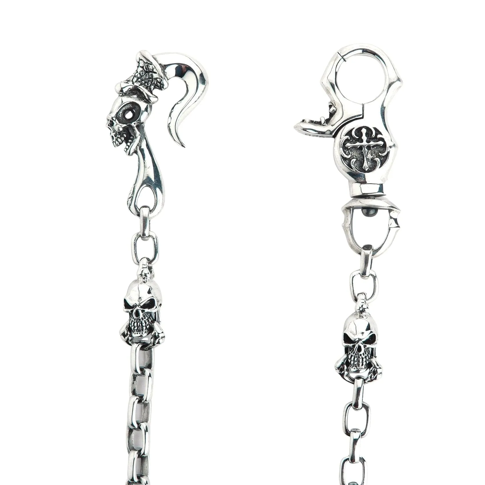 Tribal Gothic Skull Sterling Silver Wallet Chain