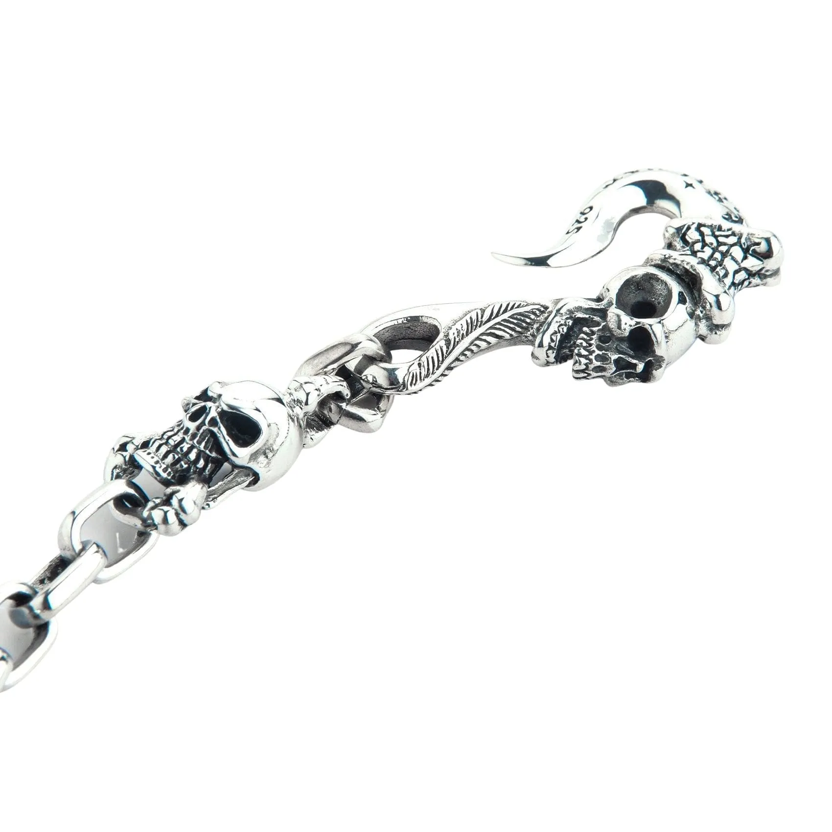 Tribal Gothic Skull Sterling Silver Wallet Chain