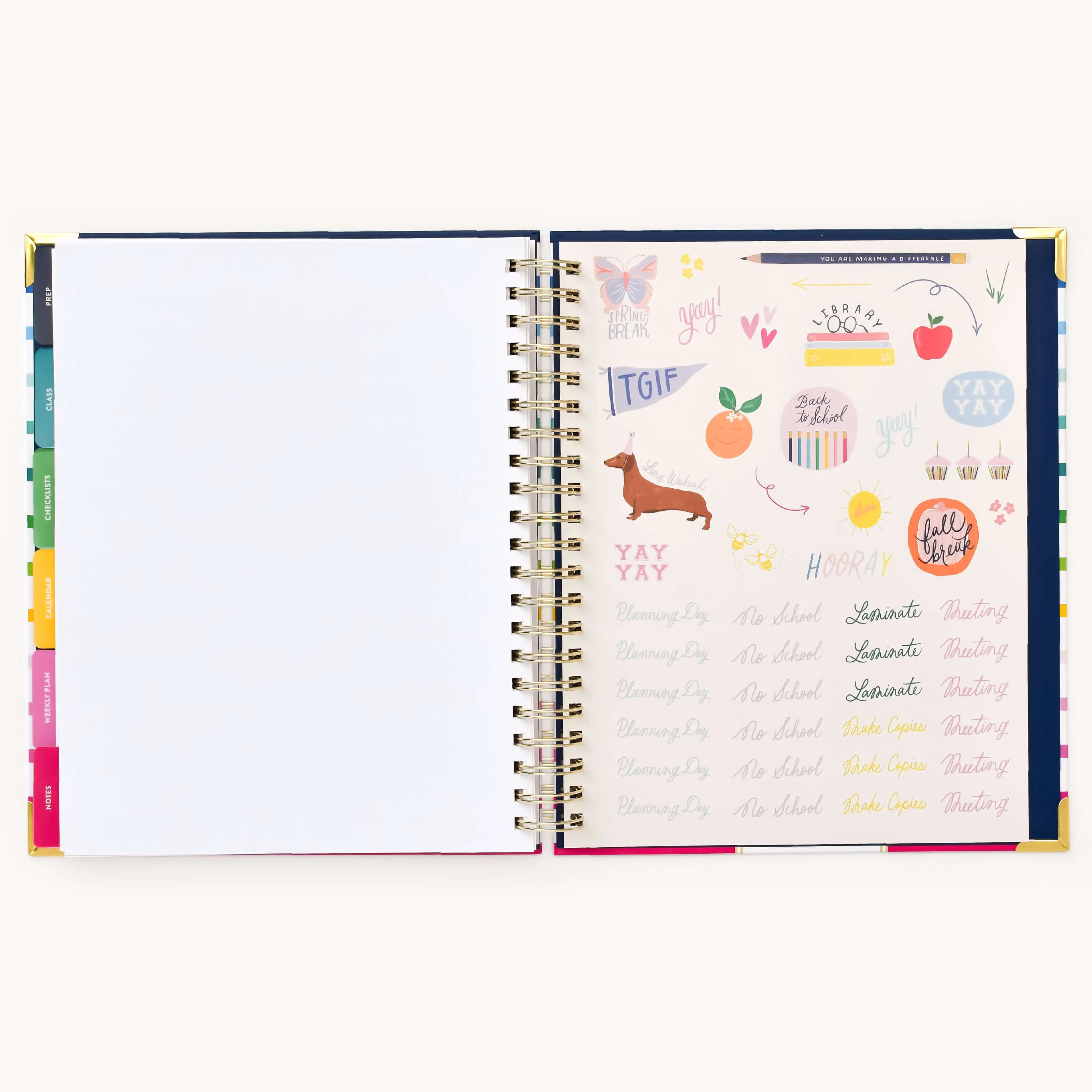 Undated Teacher Planner - Happy Stripe