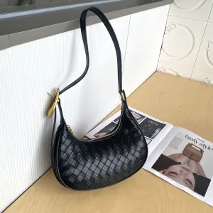 Underarm bag fashionable cowhide texture new woven dumpling bag New women's bag genuine leather crossbody shoulder bag 80108