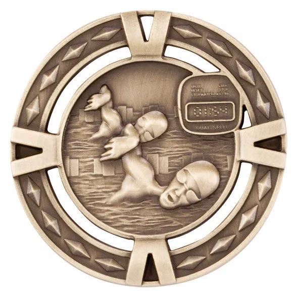 V-Tech Series Medal - Swimming Gold 60mm