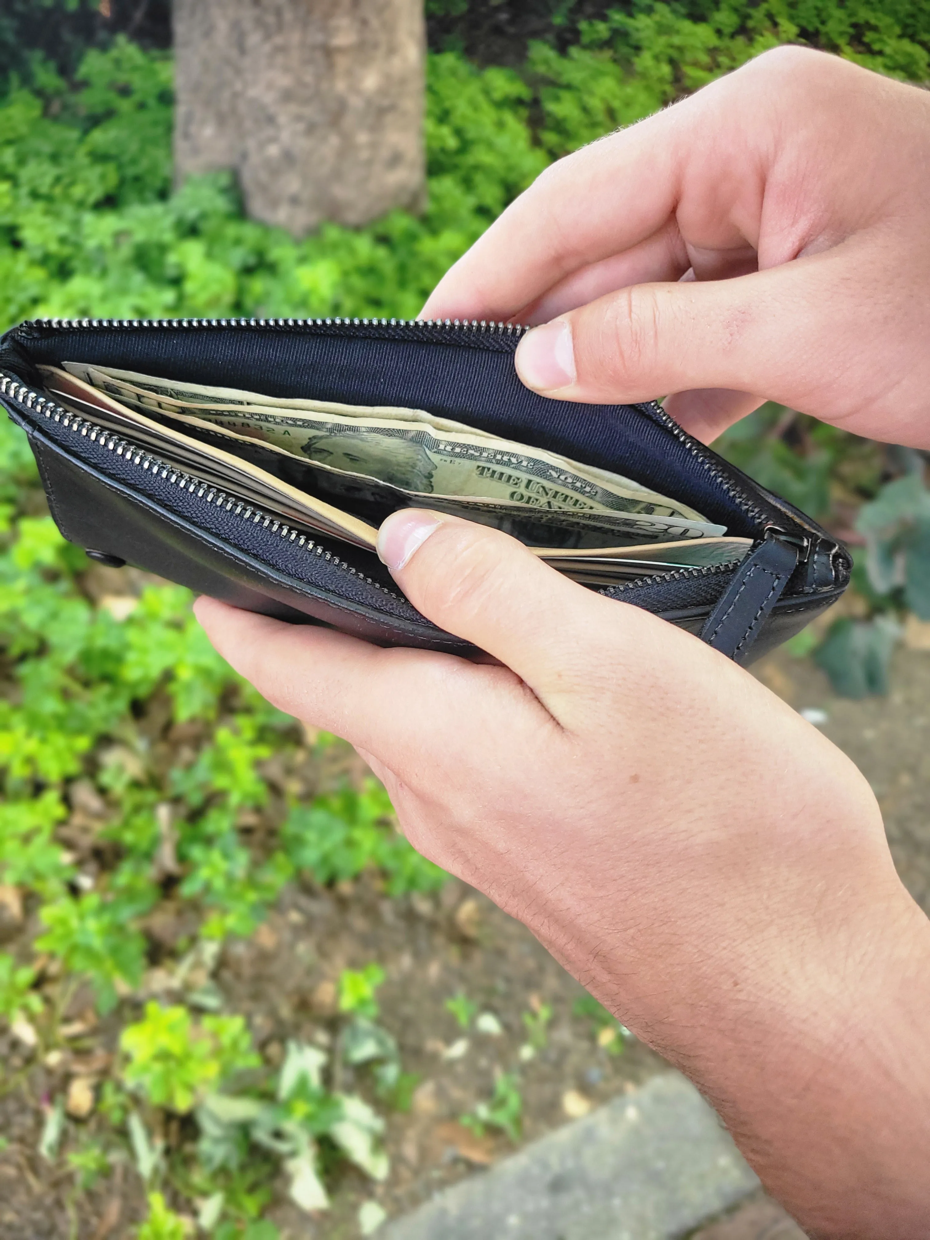 Versatile Long Wallet, Distressed Leather (Unisex)