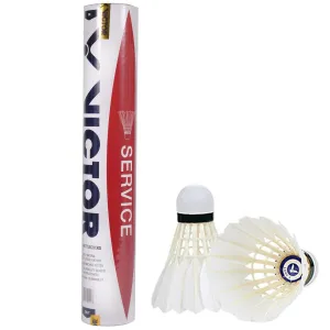 VICTOR Service Badminton Feather Shuttles / Shuttlecocks - Set of 12