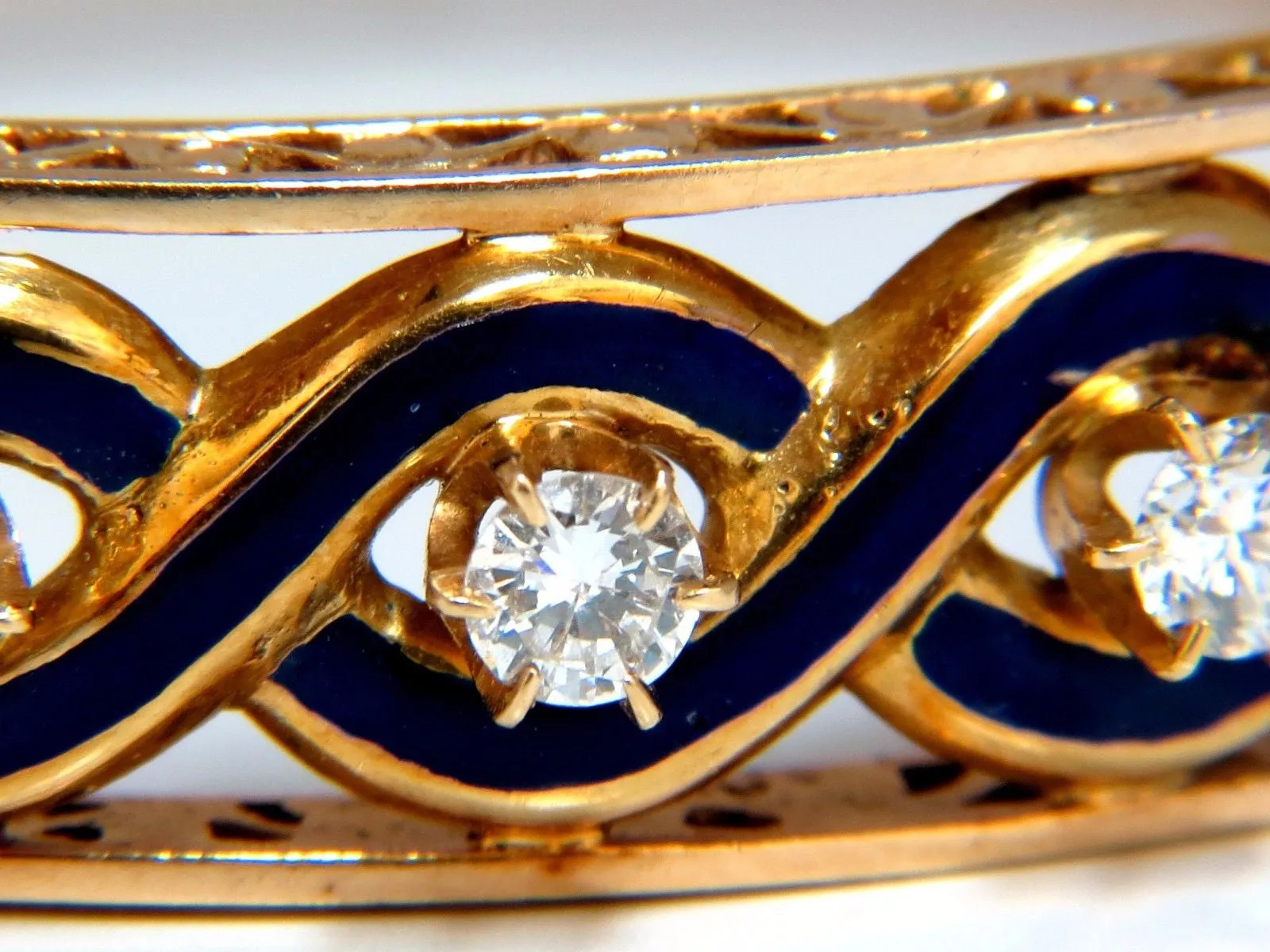 Victorian Ridged Interwoven Braided Handmade Diamond bangle bracelet 14kt