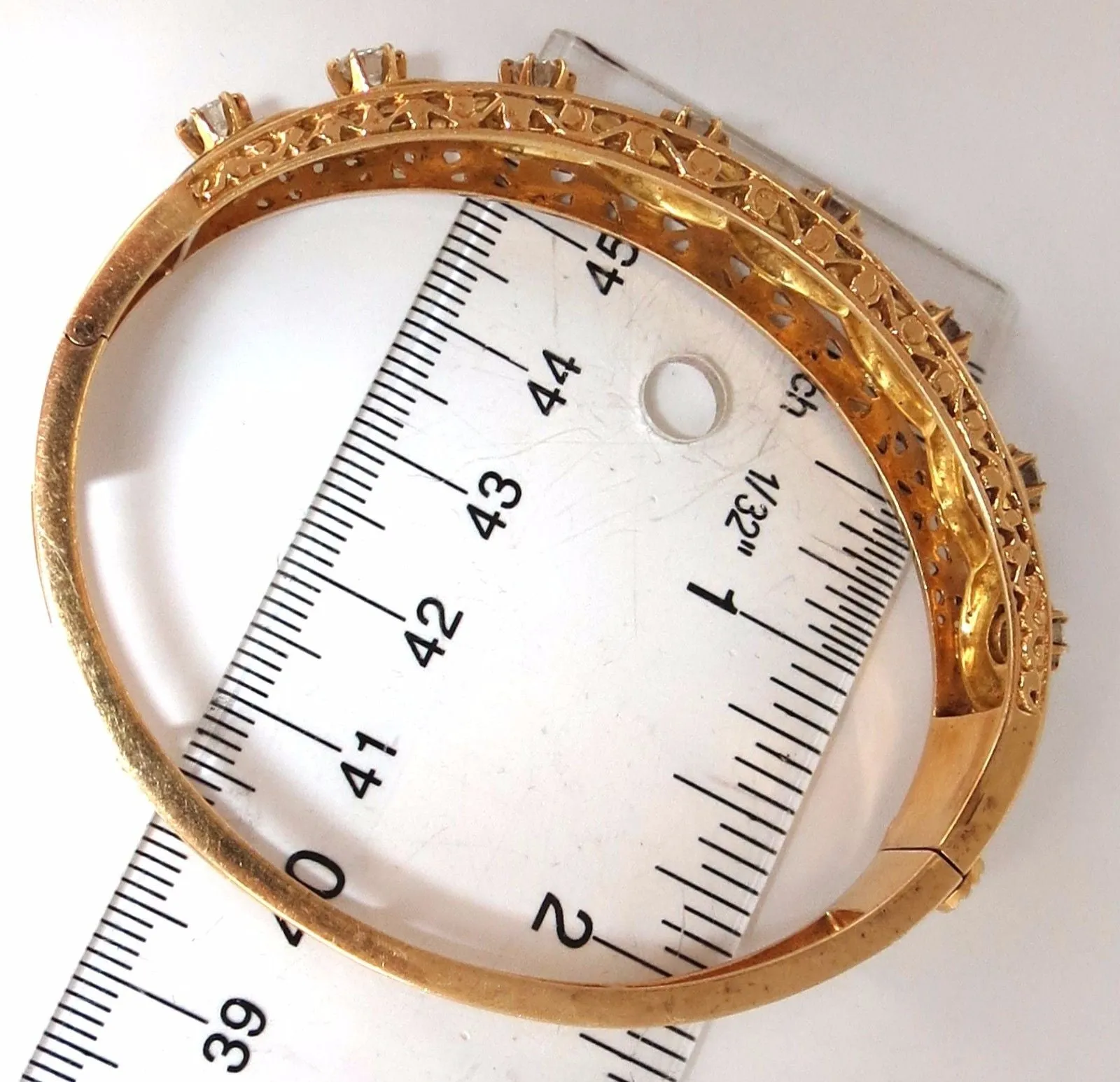 Victorian Ridged Interwoven Braided Handmade Diamond bangle bracelet 14kt