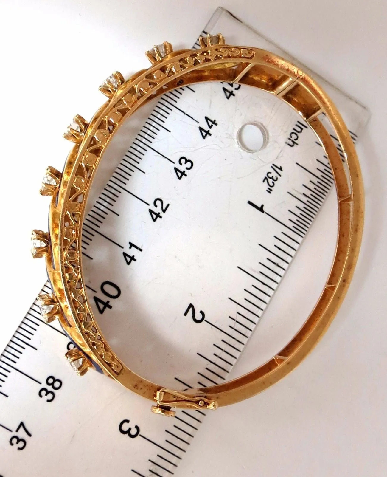 Victorian Ridged Interwoven Braided Handmade Diamond bangle bracelet 14kt
