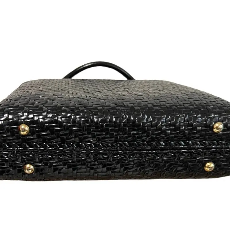 Vintage 1960s Rodo Italy Black Wicker Woven Purse Briefcase Bag NWT/Box