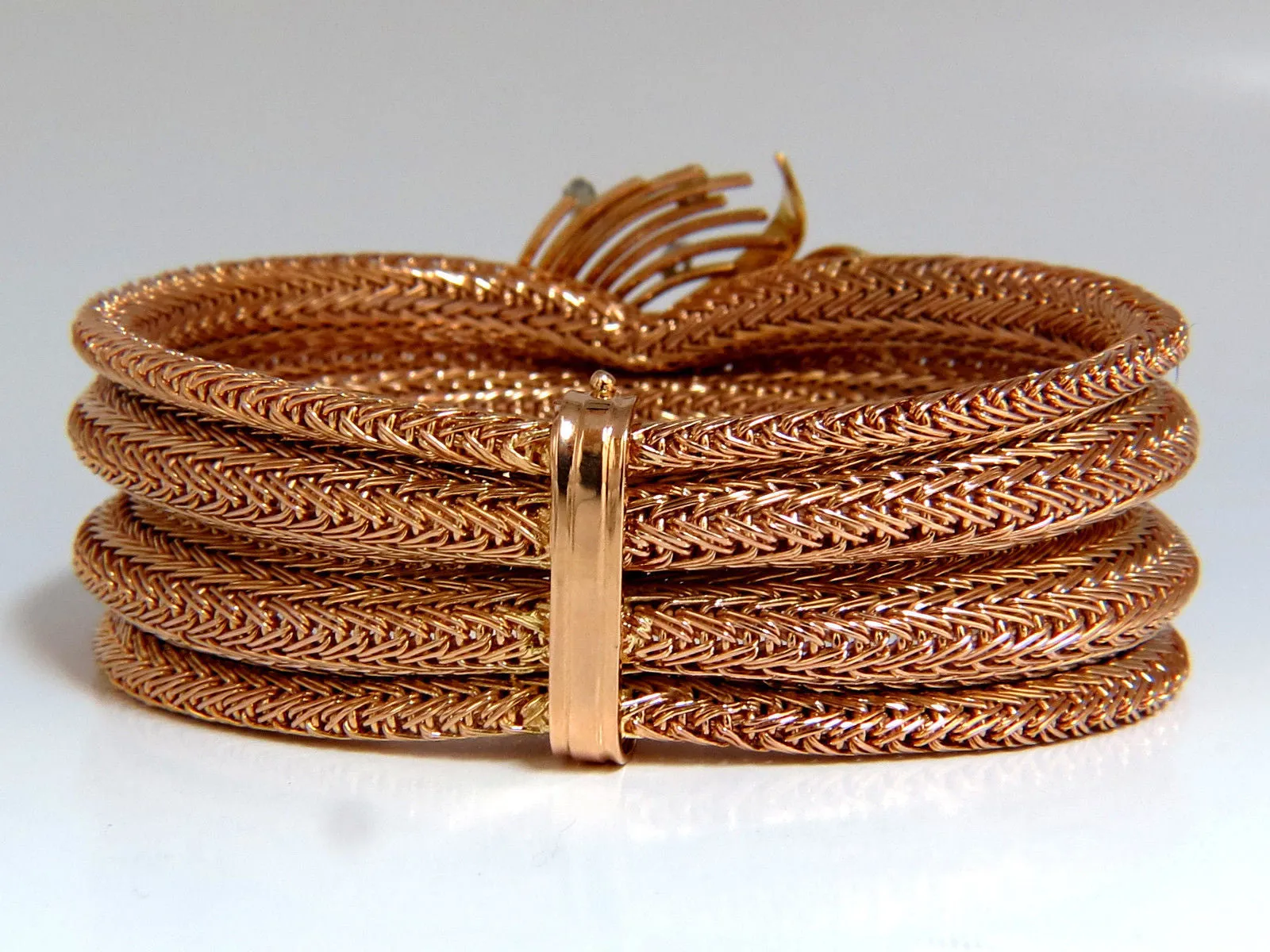 Vintage Argentina Republic 18kt Flex Mesh Tubular .50ct. Diamonds Bracelet