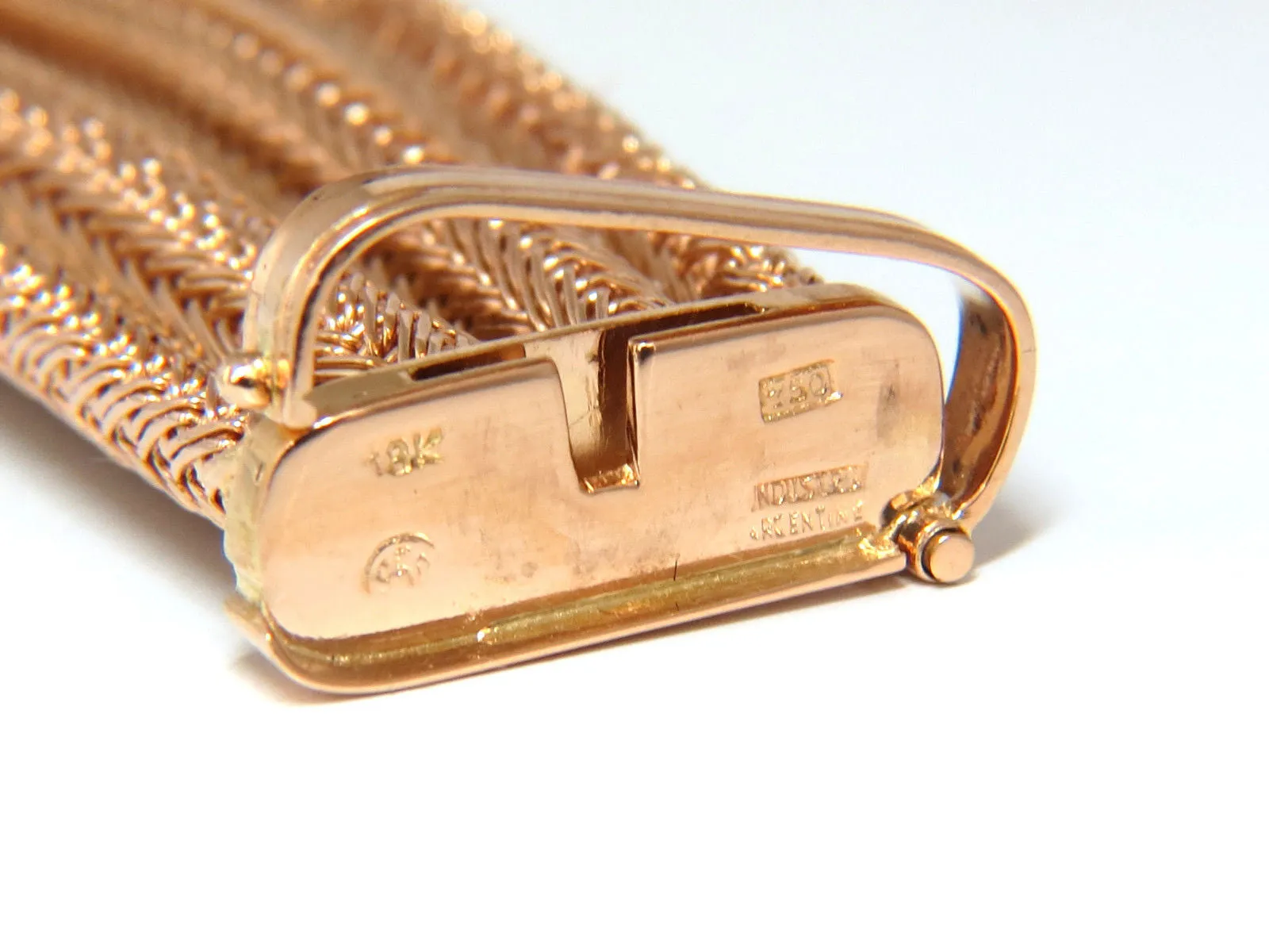Vintage Argentina Republic 18kt Flex Mesh Tubular .50ct. Diamonds Bracelet