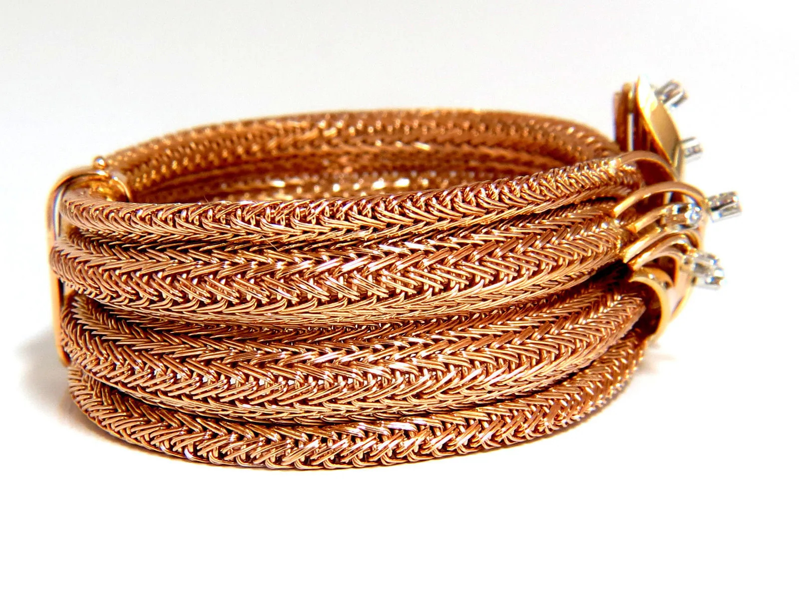 Vintage Argentina Republic 18kt Flex Mesh Tubular .50ct. Diamonds Bracelet