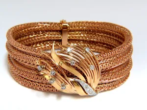 Vintage Argentina Republic 18kt Flex Mesh Tubular .50ct. Diamonds Bracelet