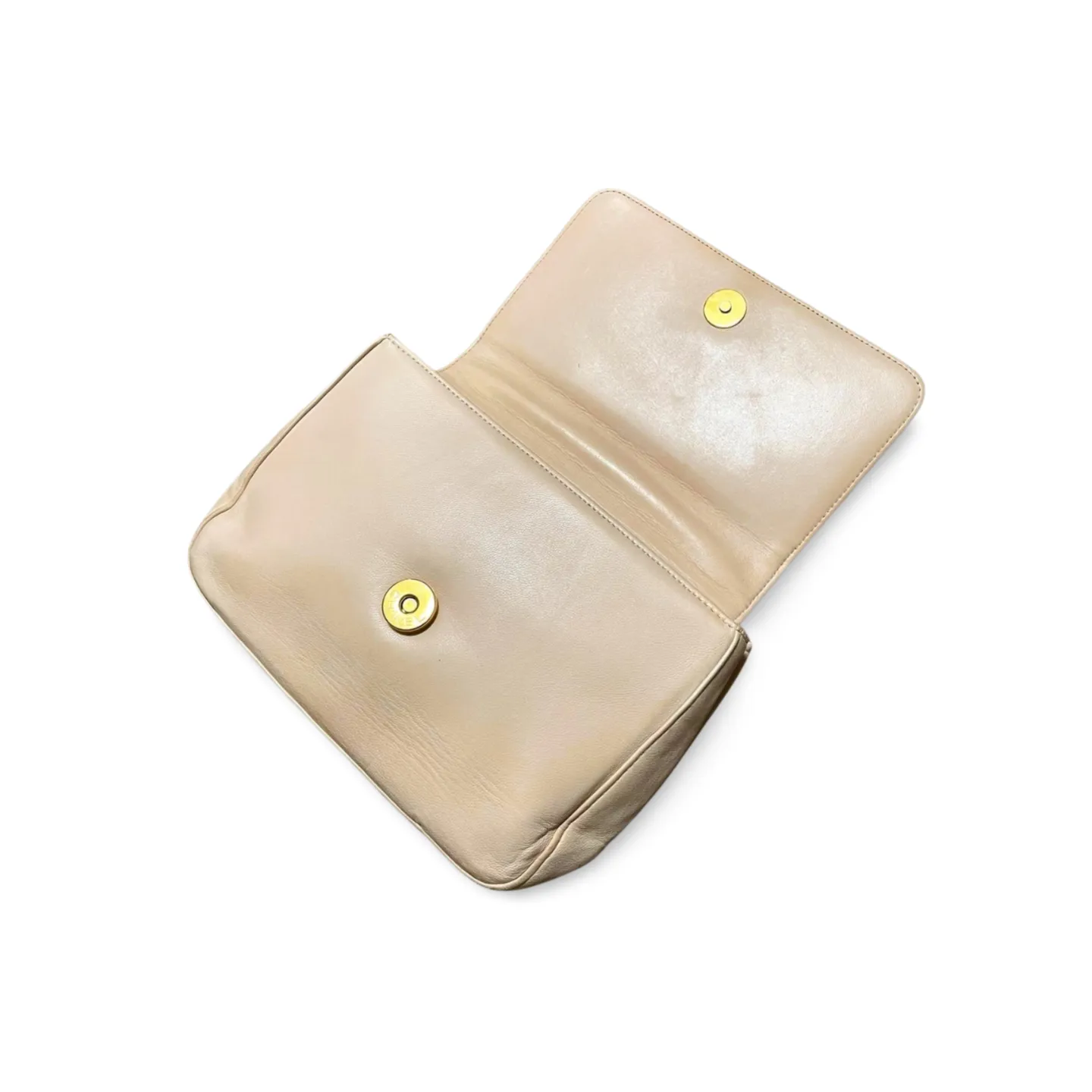 Vintage CHANEL pale pink beige lambskin chain shoulder bag with golden camellia flower motif on flap. Hard-to-find, Rare purse. 060903ac1