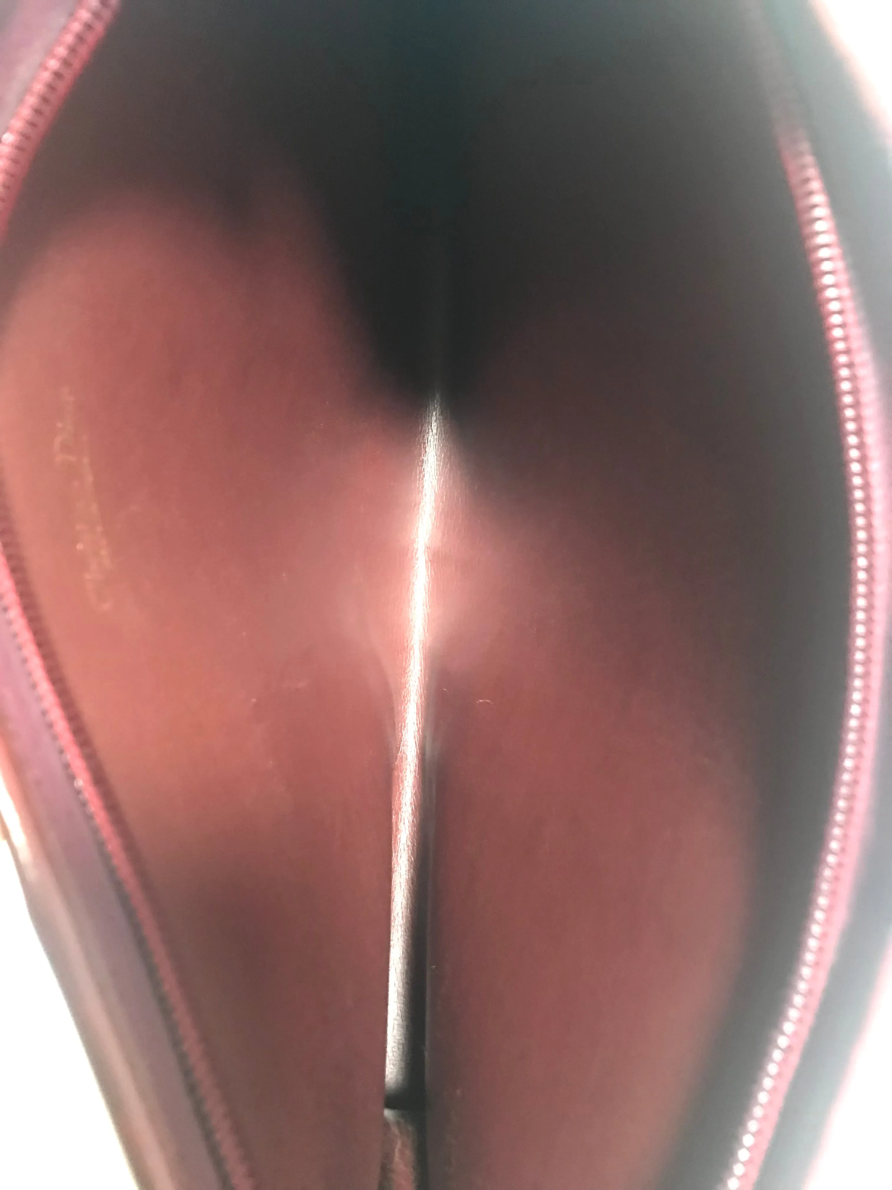 Vintage Christian Dior wine red leather clutch shoulder bag with engraved logo at center. Classic and beautiful purse. 060905r4