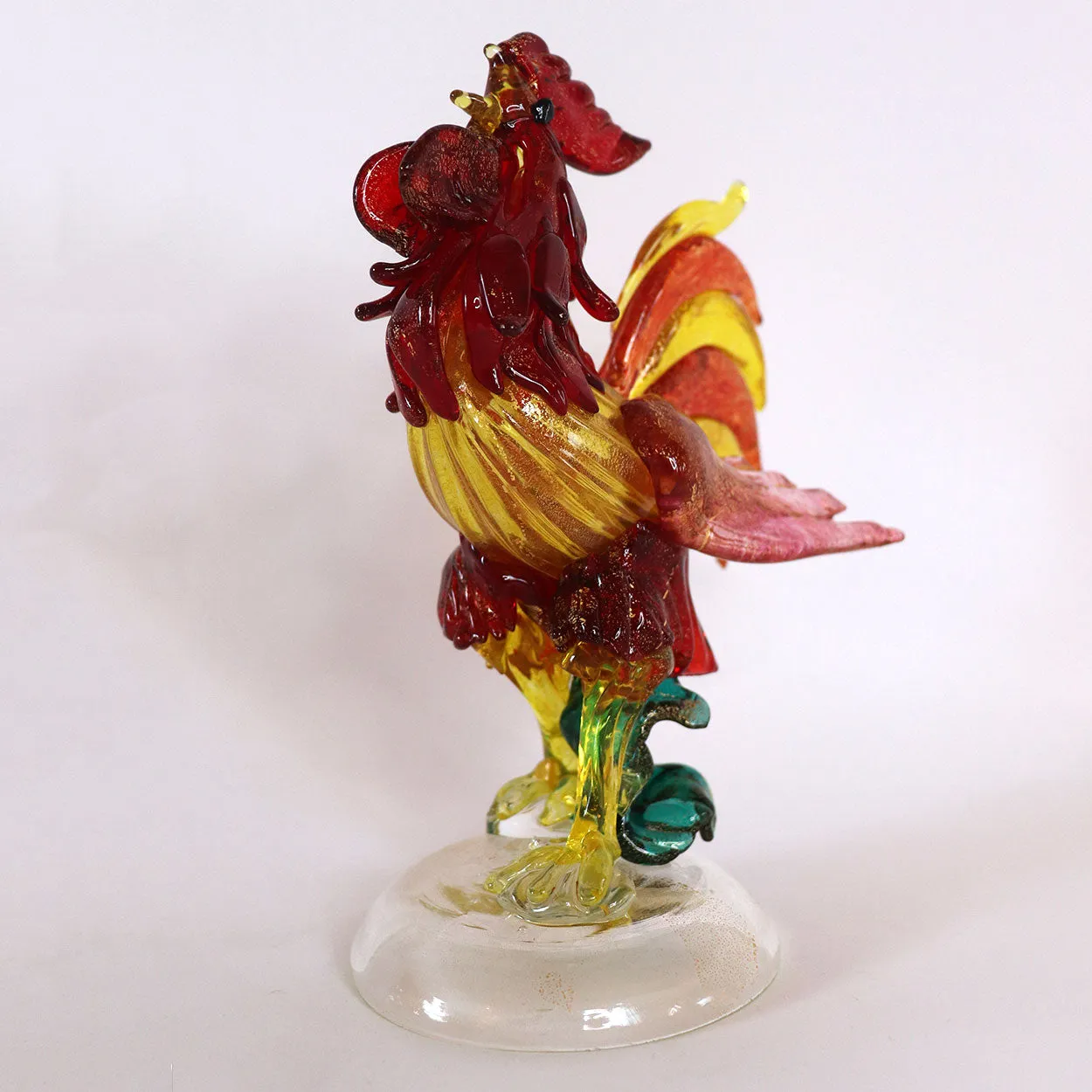 Vintage Italian Murano Hand Blown Glass Rooster Figurine