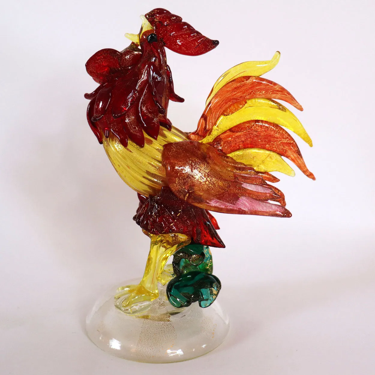 Vintage Italian Murano Hand Blown Glass Rooster Figurine