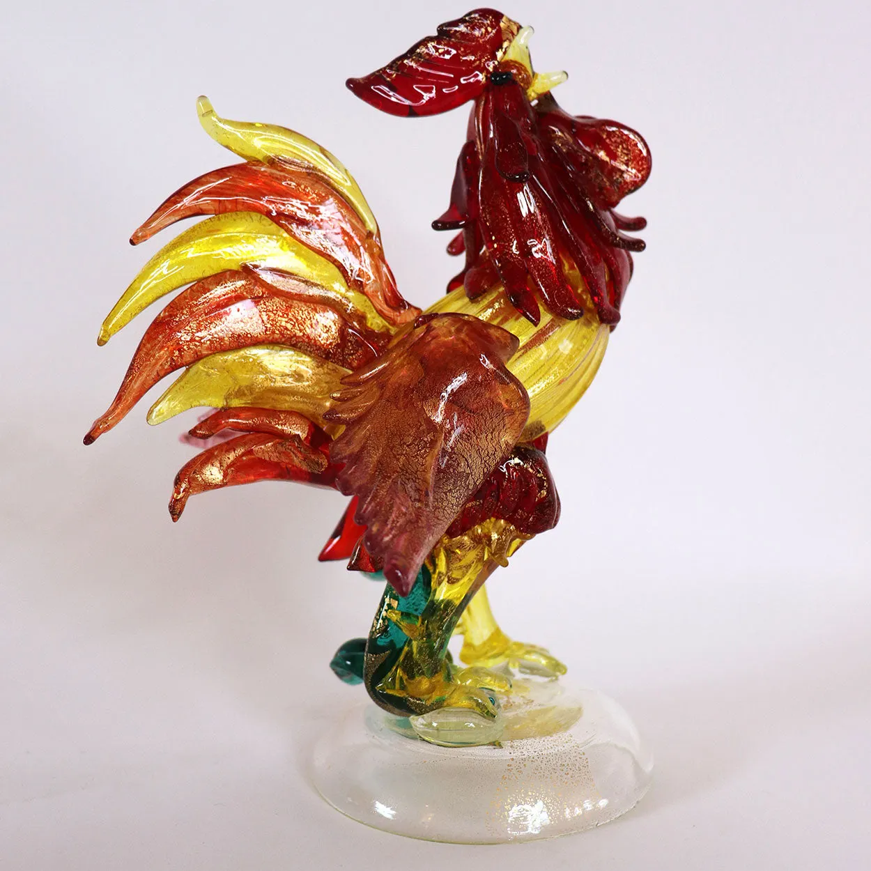 Vintage Italian Murano Hand Blown Glass Rooster Figurine