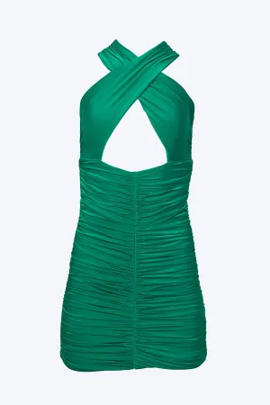 VIV CUTOUT RUCHED SLINKY JERSEY MINI DRESS