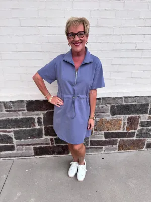 Walk The Walk Dress - Dusty Blue