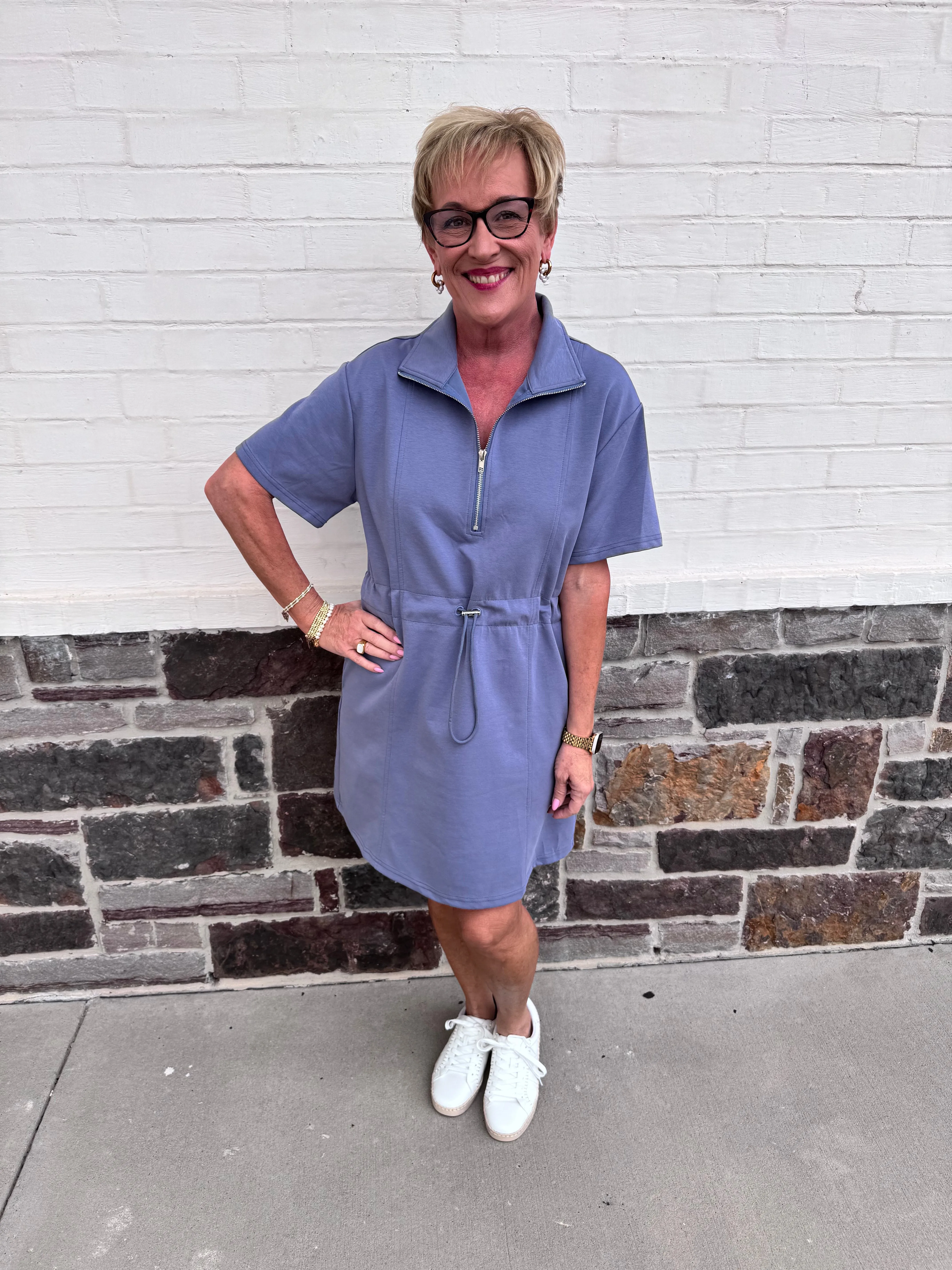 Walk The Walk Dress - Dusty Blue