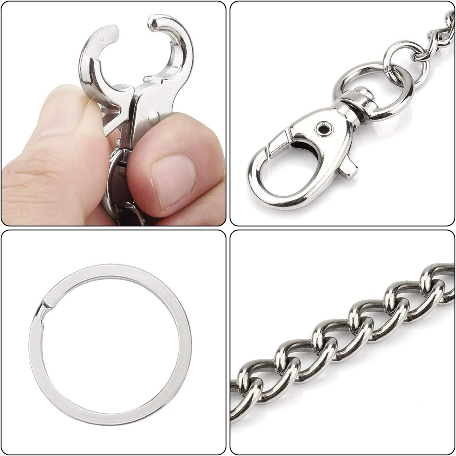 Wallet Chain 16 inch Pocket Keychain with 2 Keyrings