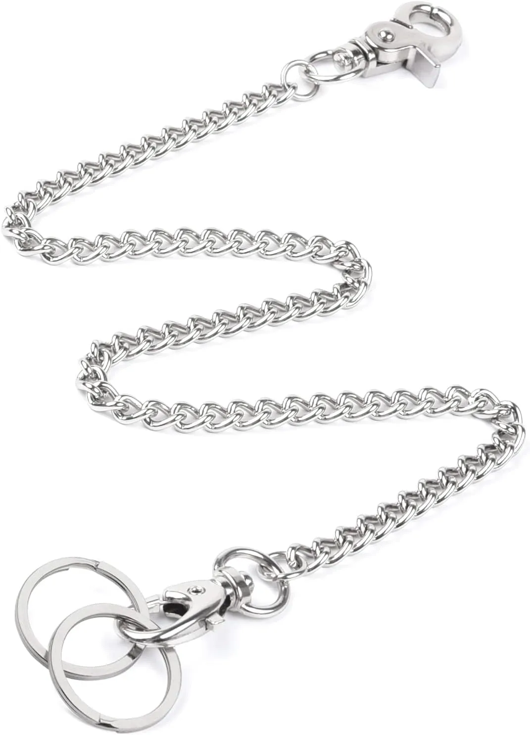 Wallet Chain 16 inch Pocket Keychain with 2 Keyrings