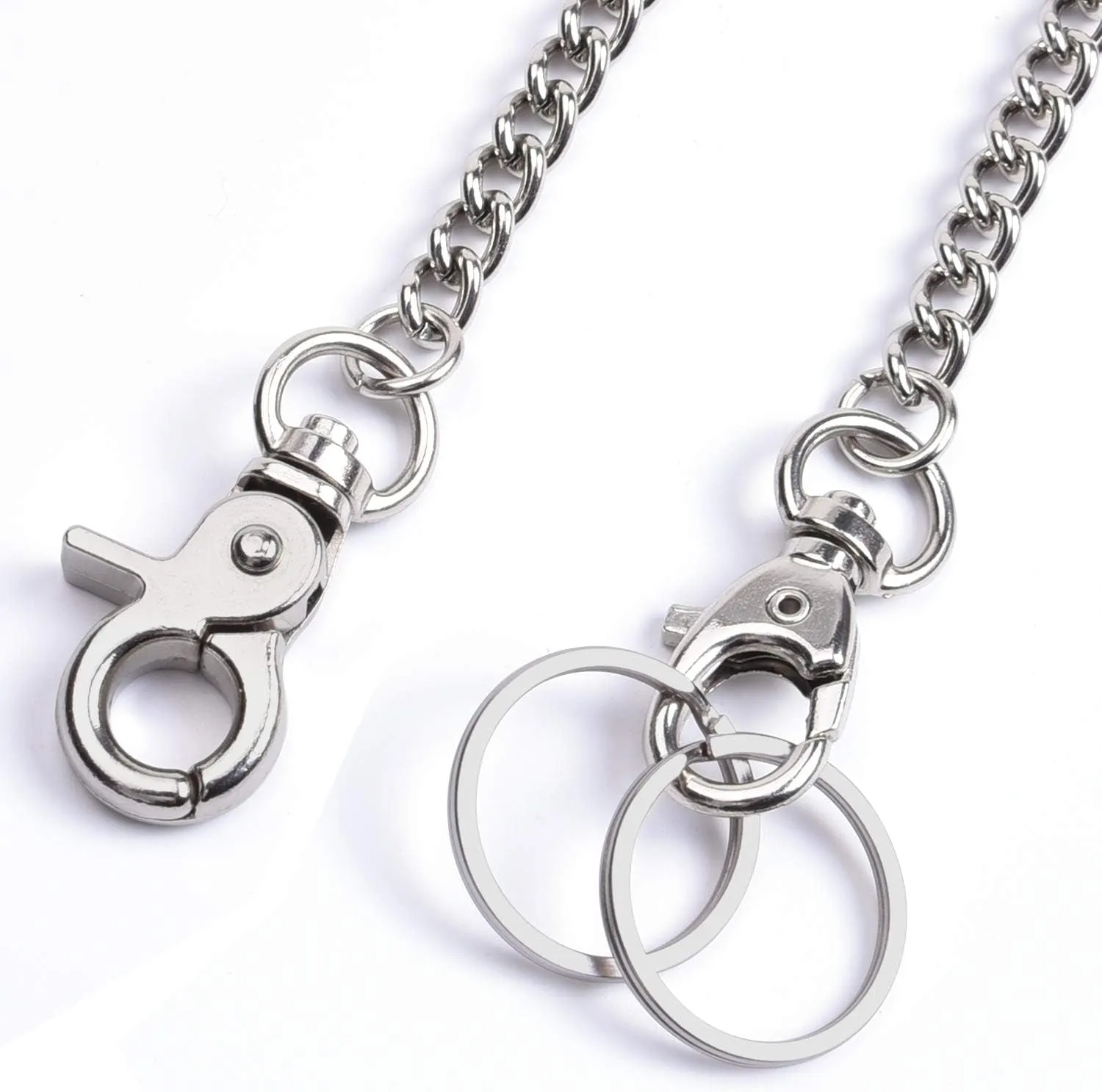 Wallet Chain 16 inch Pocket Keychain with 2 Keyrings