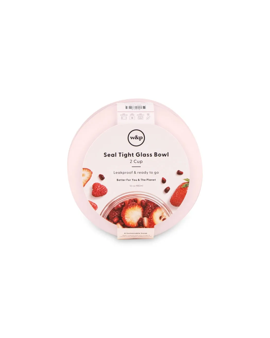 W&P Blush Glass Seal Tight To-Go & Storage Bowl 16oz