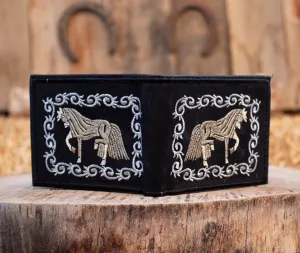 WESTERN Clydesdale HORSE EMBROIDERED leather bi fold caballo wallet