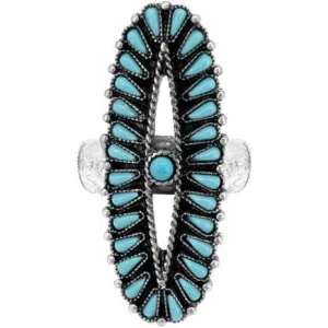 Western Gemstone Concho Flower Stretch Ring