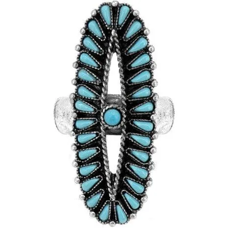 Western Gemstone Concho Flower Stretch Ring