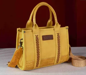 WG102-8120S Wrangler Croc Print Concealed Carry Tote/Crossbody -Mustard