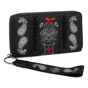 WG134-W006  Wrangler Bandana Paisley Print Wallet -Black