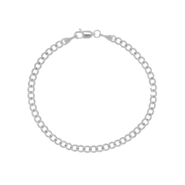 White 14K Gold 3.6mm Polished Comfort Curb Chain