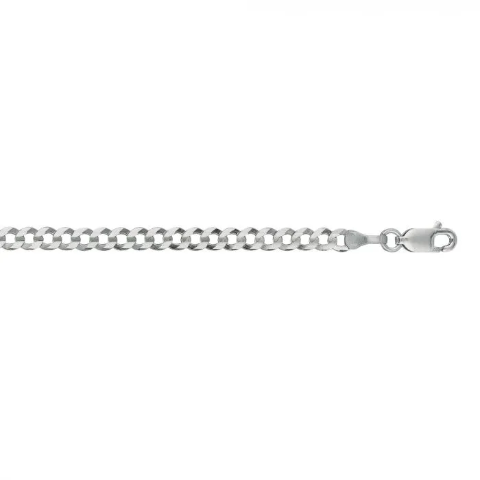 White 14K Gold 3.6mm Polished Comfort Curb Chain