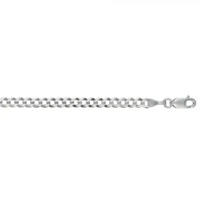 White 14K Gold 3.6mm Polished Comfort Curb Chain