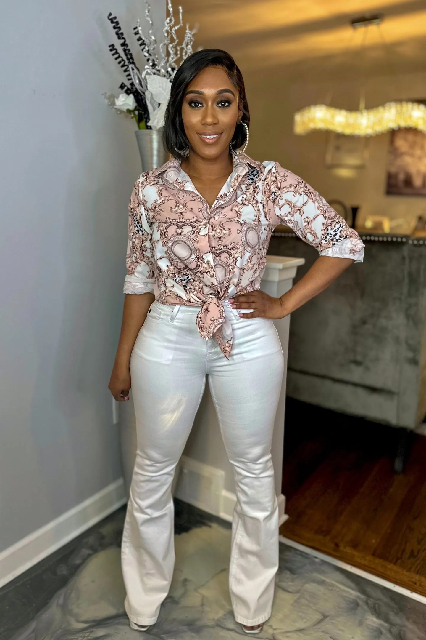 WHITE FLARE JEANS