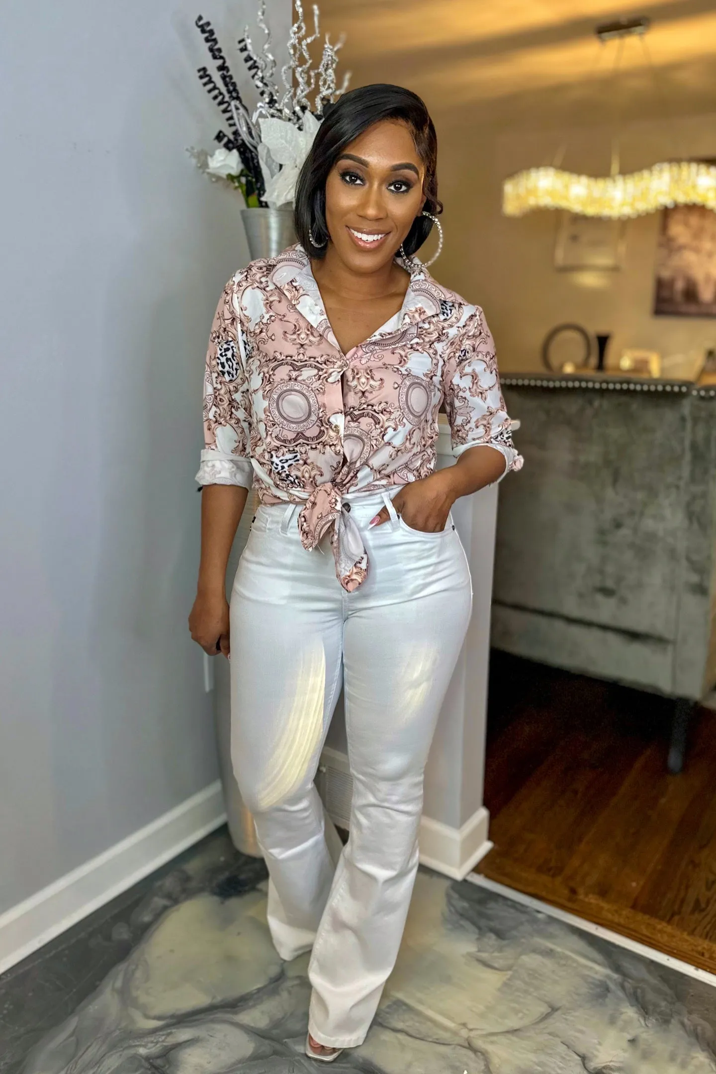 WHITE FLARE JEANS