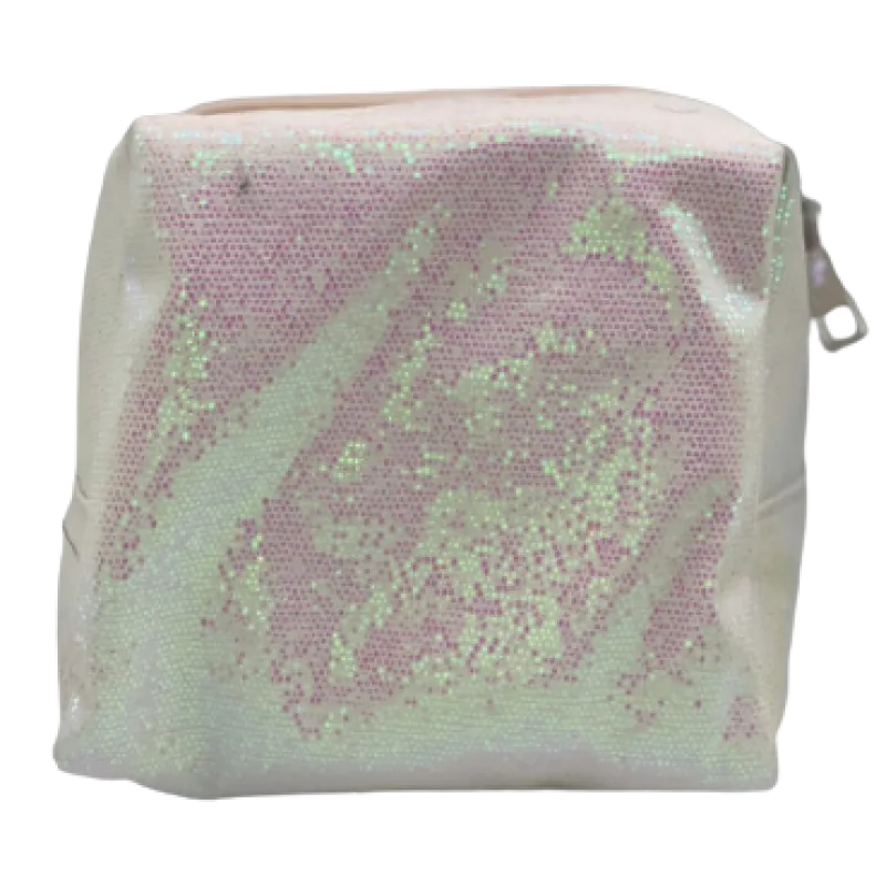 White Glitter Makeup Bag