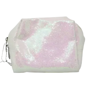 White Glitter Makeup Bag