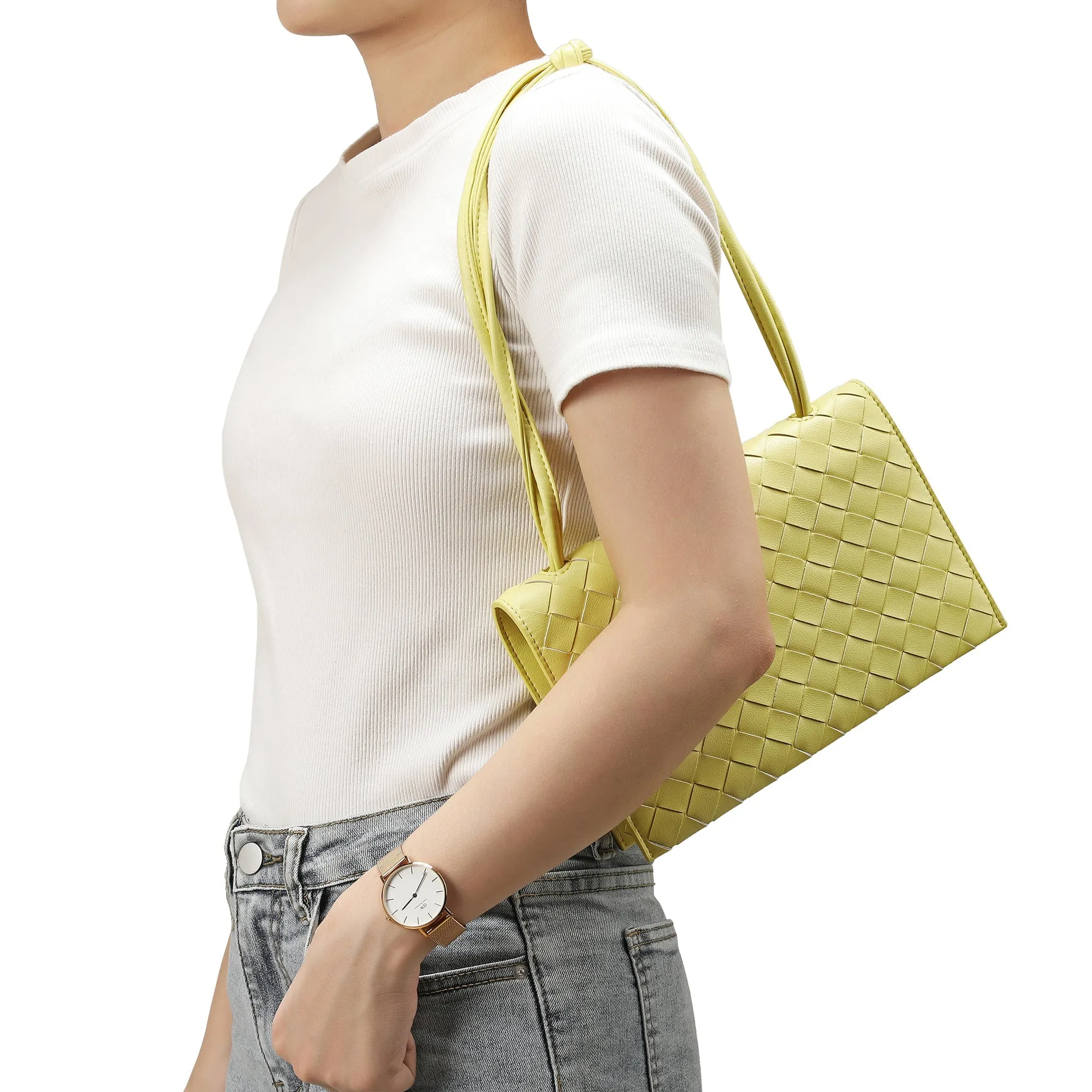 Woven Leather Shoulder Bag/ Clutch