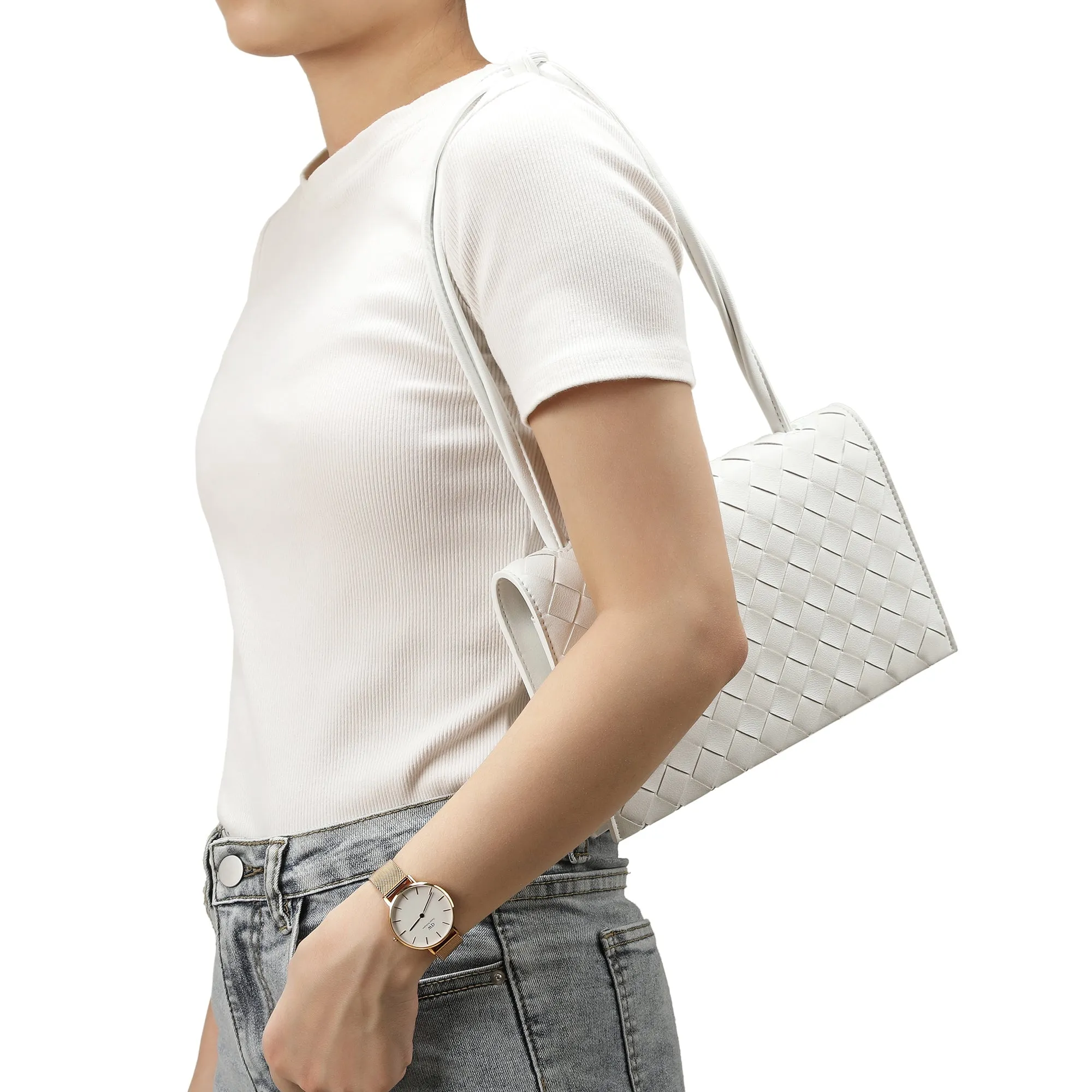 Woven Leather Shoulder Bag/ Clutch