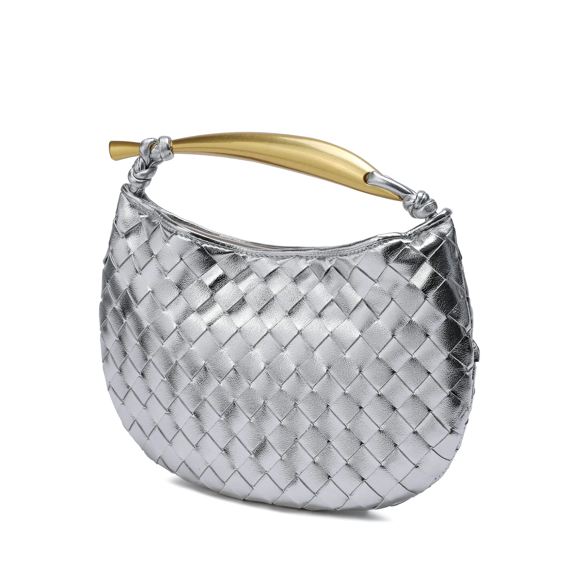 Woven Leather Top-Handle Bag/Clutch