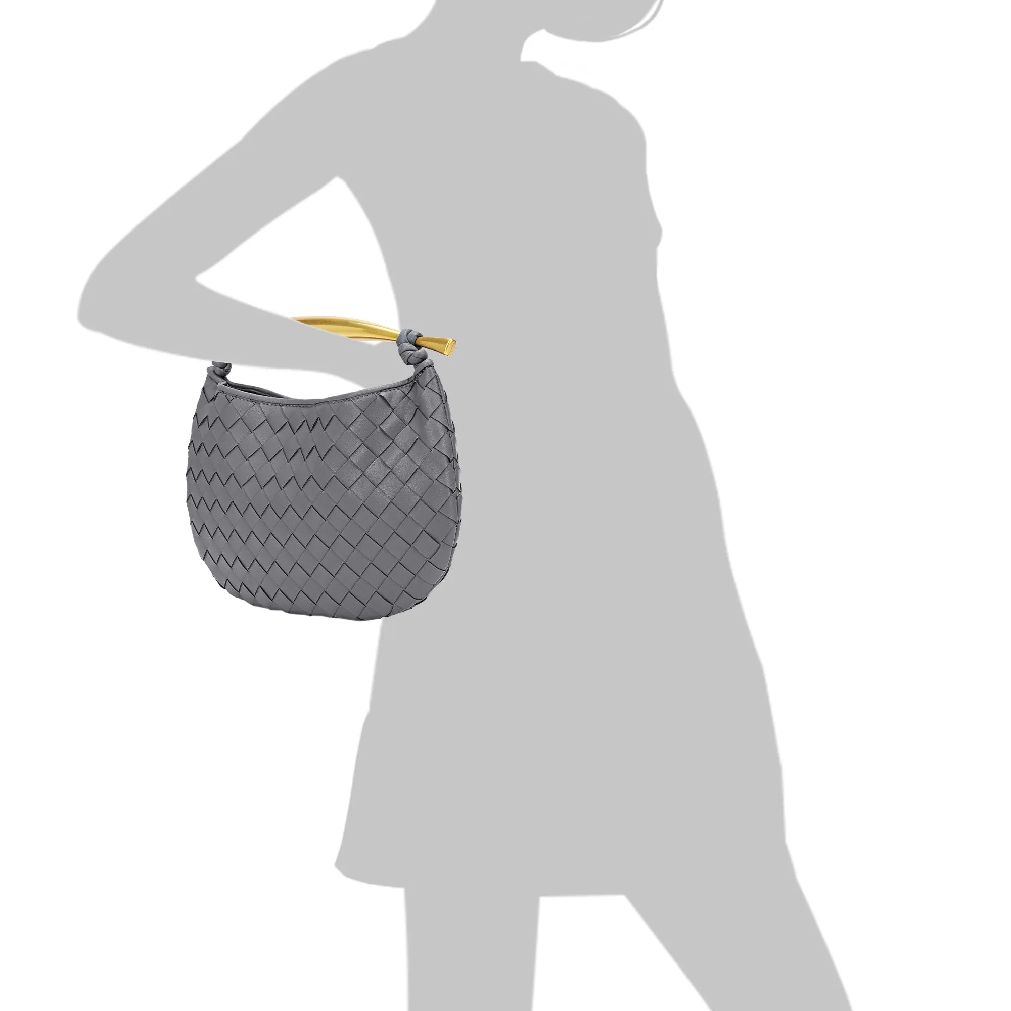 Woven Leather Top-Handle Bag/Clutch