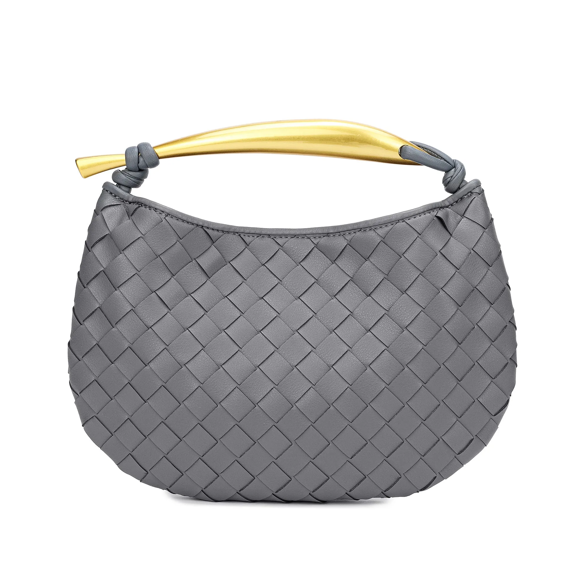Woven Leather Top-Handle Bag/Clutch