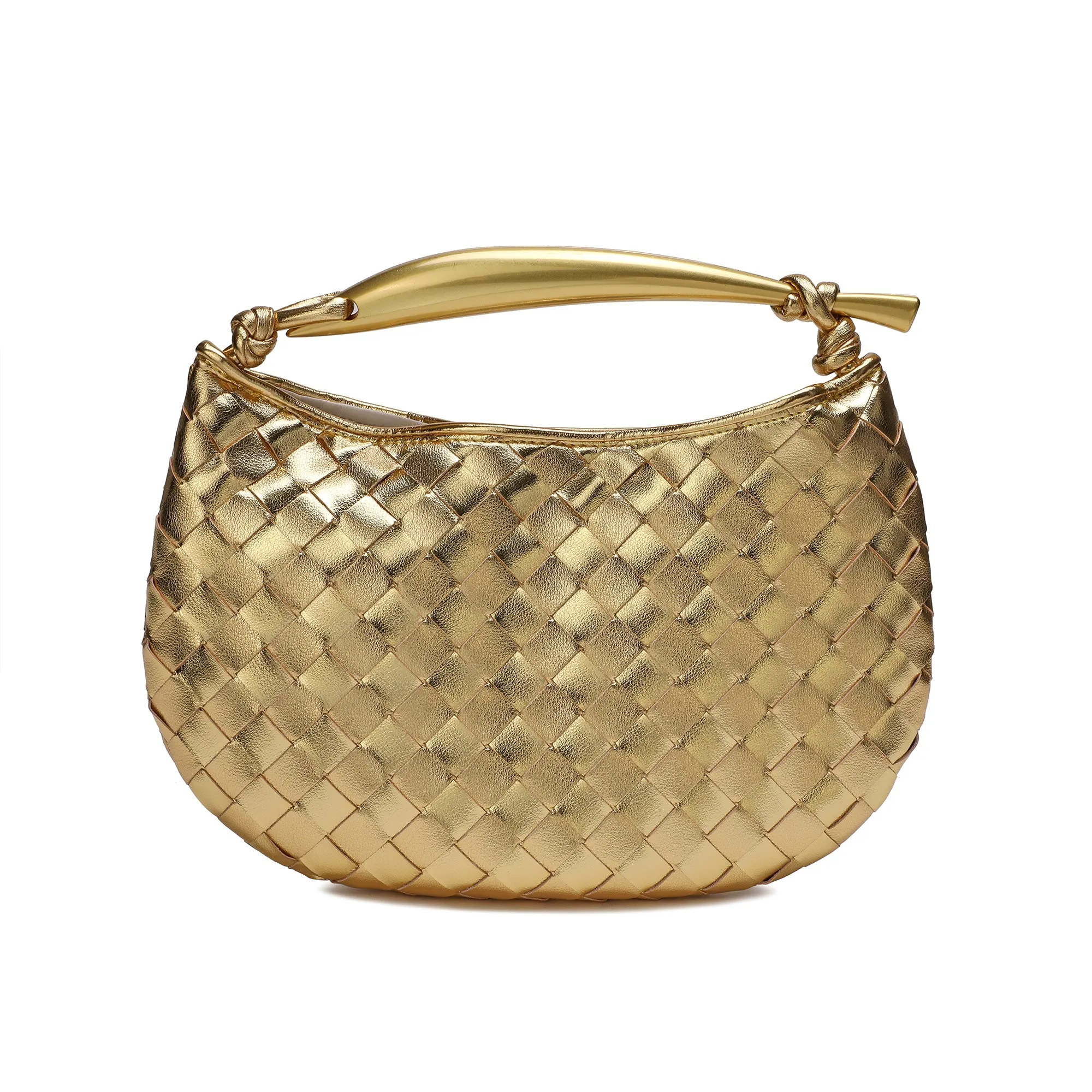 Woven Leather Top-Handle Bag/Clutch