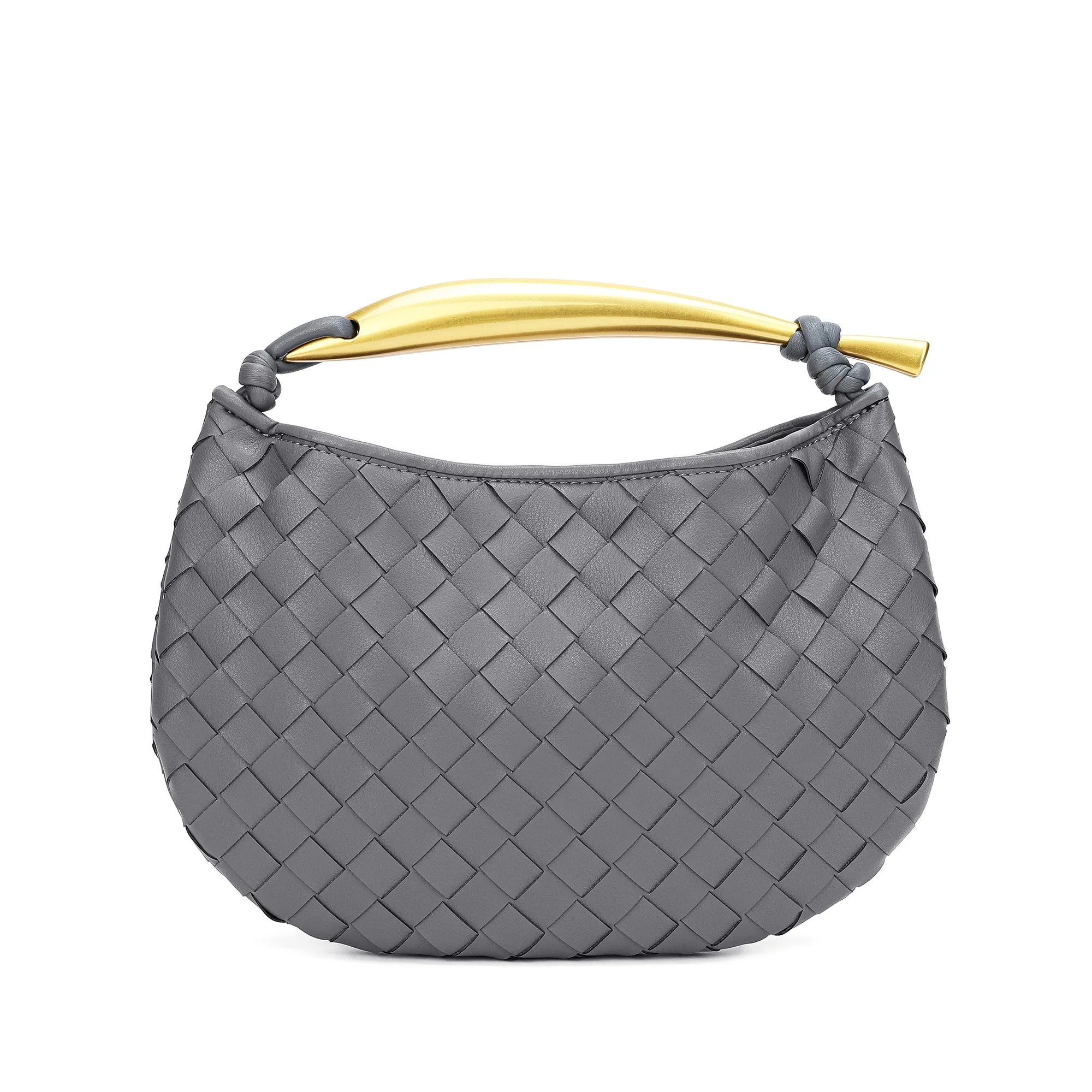 Woven Leather Top-Handle Bag/Clutch