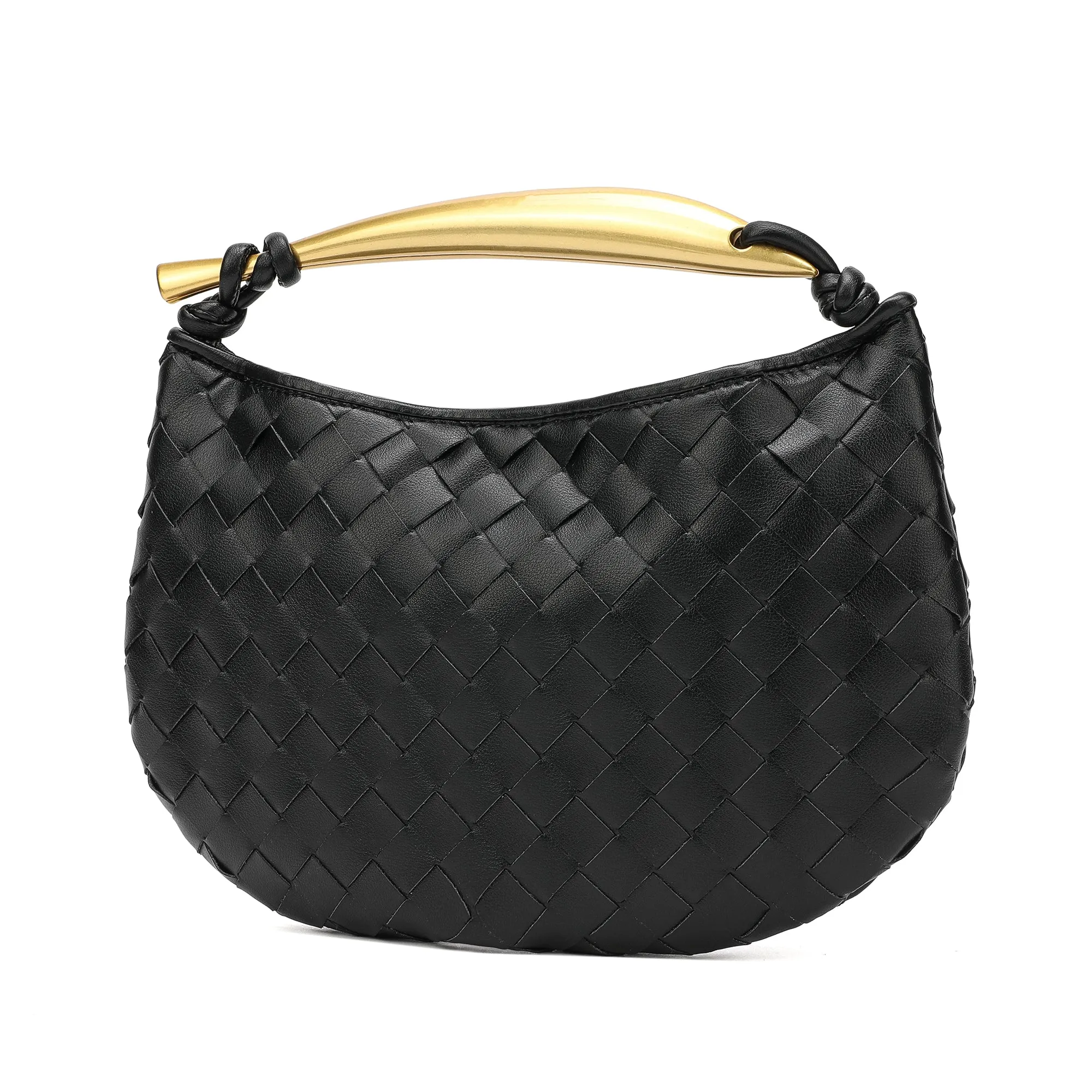 Woven Leather Top-Handle Bag/Clutch