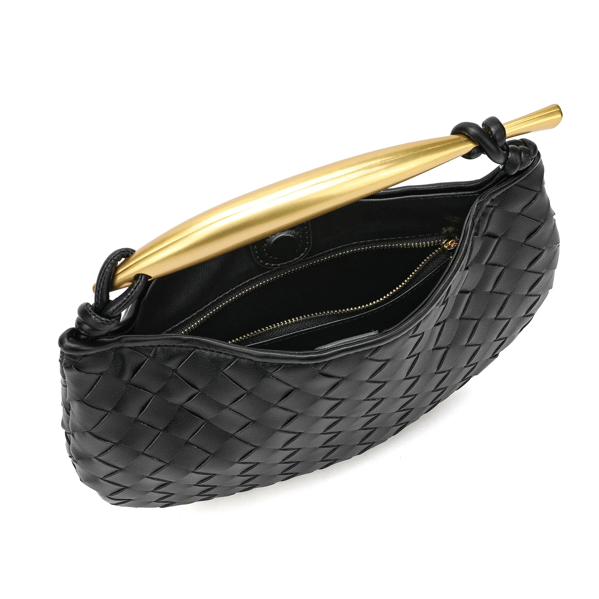 Woven Leather Top-Handle Bag/Clutch