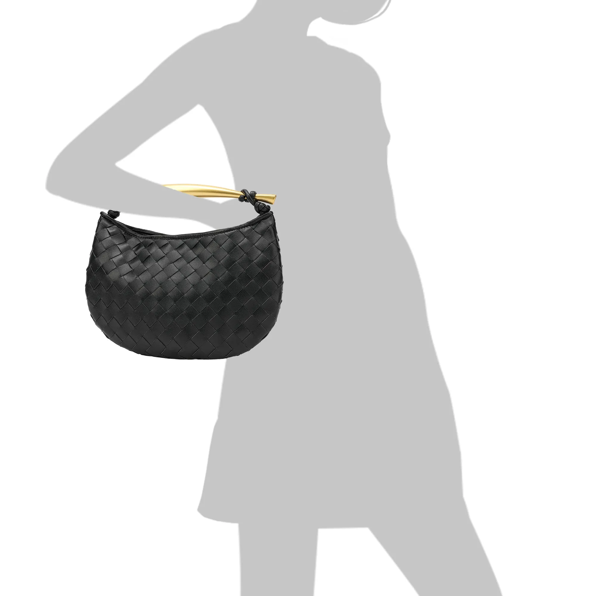 Woven Leather Top-Handle Bag/Clutch