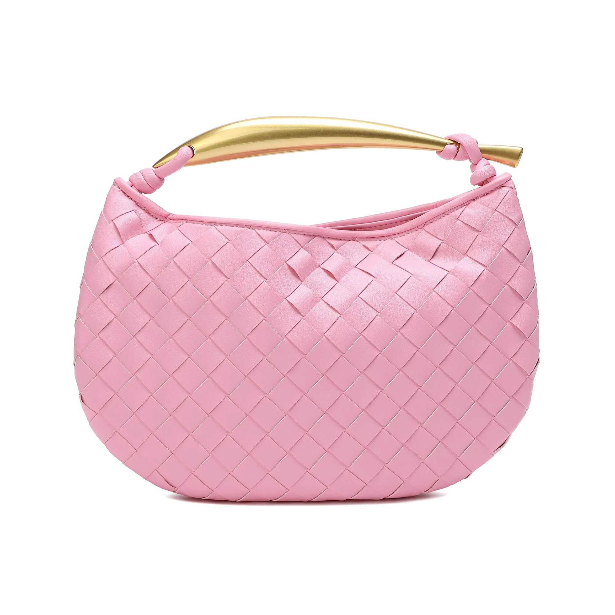 Woven Leather Top-Handle Bag/Clutch